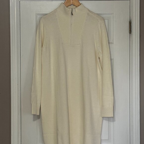 Women's Long Sleeve Half Zip Lands End Sweater Dress (Lg) - Picture 1 of 4